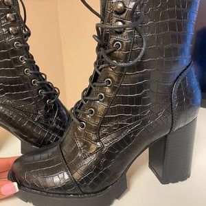 Black combat boots